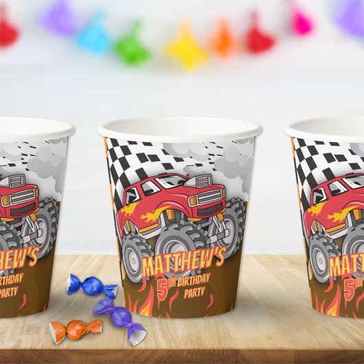 Fun Monster Truck Birthday Paper Cups 紙コップ