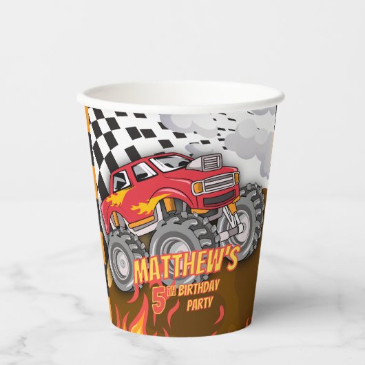 Fun Monster Truck Birthday Paper Cups 紙コップ (正面)