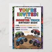 Fun Monster Trucks 10th Birthday Party Invitation 招待状 (正面)