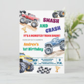 Fun Monster Trucks 1st Birthday Party Invitation 招待状 (スタンド正面)