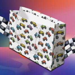 Fun Monster Trucks Birthday  ラージペーパーバッグ