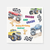 Fun Monster Trucks Birthday Party スタンダードカクテルナプキン (正面)