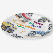 Fun Monster Trucks Birthday Party  ペーパープレート (アングル)