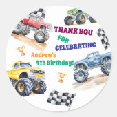 Fun Monster Trucks Birthday Party ラウンドシール (正面)