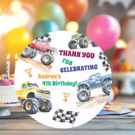 Fun Monster Trucks Birthday Party  ラウンドシール