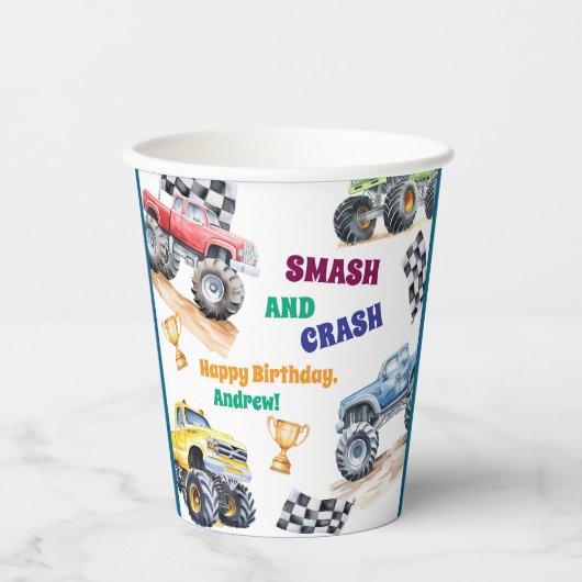 Fun Monster Trucks Birthday Party 紙コップ (正面)