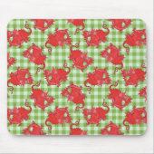 Fun Mousepad: Cute Red Dragon on Green Gingham マウスパッド (正面)
