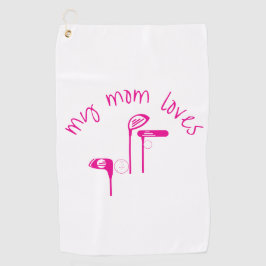 Fun "My Mom Loves Golf" Bright Pink  ゴルフタオル