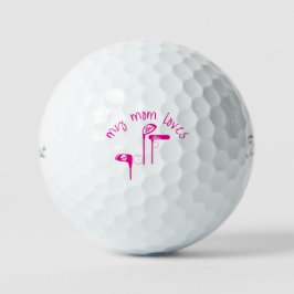 Fun "My Mom Loves Golf" Bright Pink Golf Ball ゴルフボール
