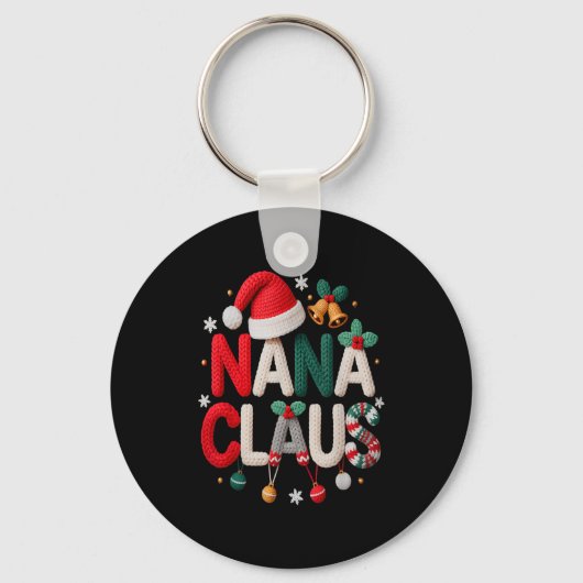 Fun Nana Claus Santa Claus Grandma Family Matching キーホルダー (正面)