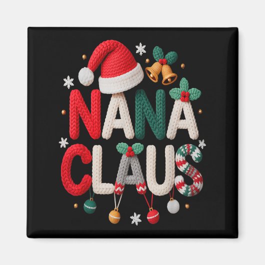 Fun Nana Claus Santa Claus Grandma Family Matching マグネット (正面)