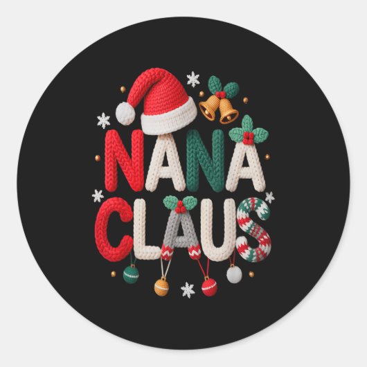 Fun Nana Claus Santa Claus Grandma Family Matching ラウンドシール (正面)