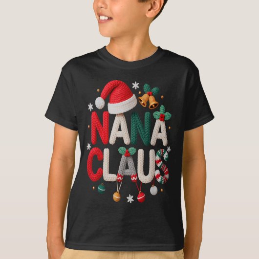 Fun Nana Claus Santa Claus Grandma Family Matching Tシャツ (正面)