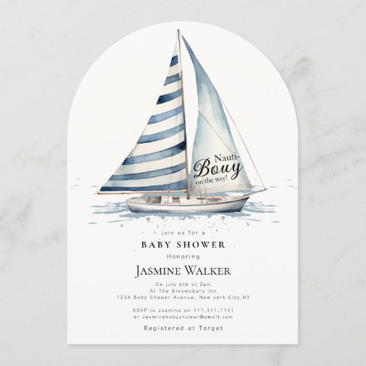 fun Nauti Bouy Nautical Baby Shower Invitation 招待状 (正面)