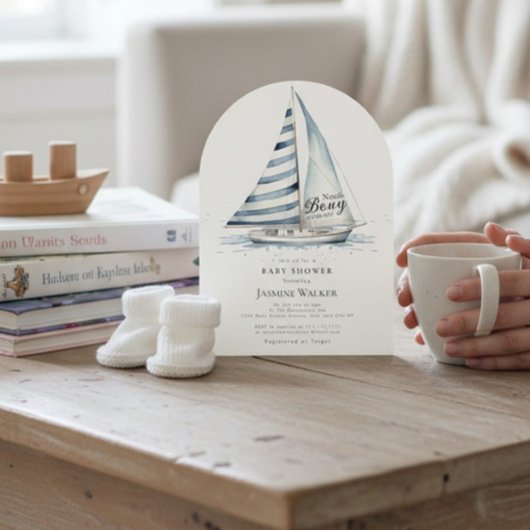 fun Nauti Bouy Nautical Baby Shower Invitation 招待状