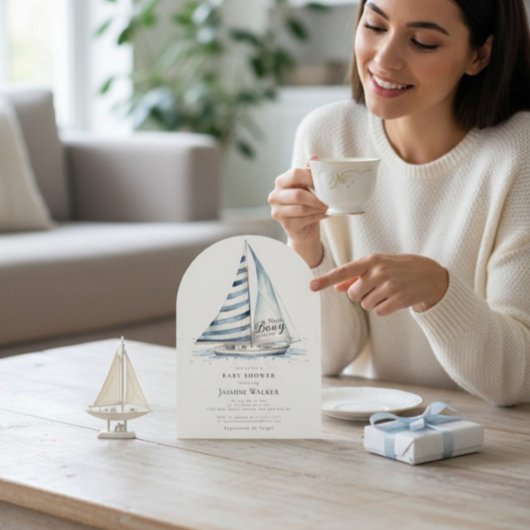 fun Nauti Bouy Nautical Baby Shower Invitation 招待状