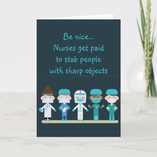 Fun Nurse Doctor Stab People Sharp Objects Quote  カード (正面)