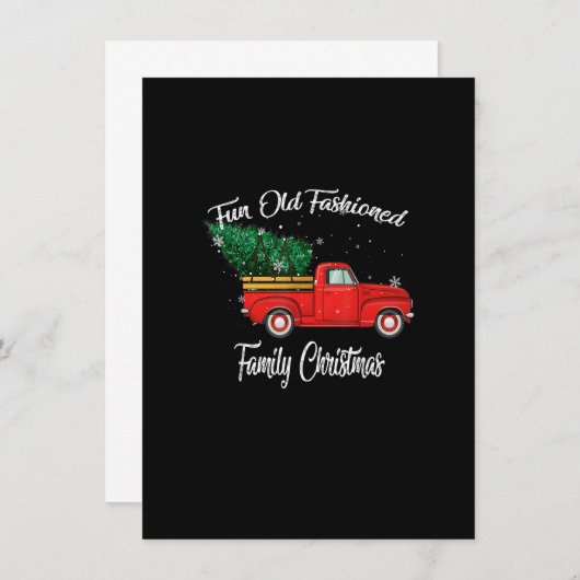 Fun Old Fashioned Family Christmas Tree Oldtimer R 招待状 (正面/裏面)