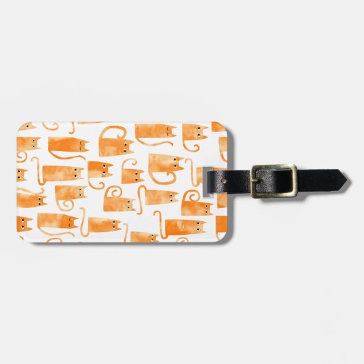 Fun Orange Cat Watercolor ラゲッジタグ (正面横)