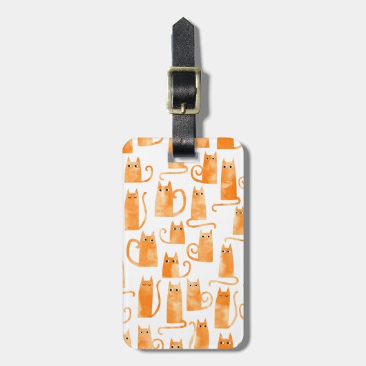 Fun Orange Cat Watercolor ラゲッジタグ (正面縦)