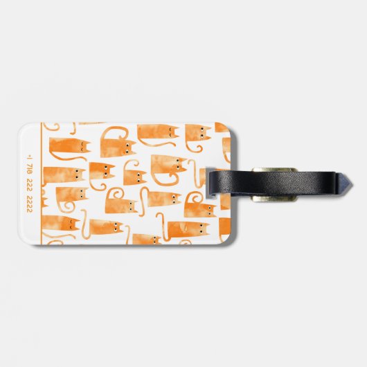 Fun Orange Cat Watercolor ラゲッジタグ (裏面横)