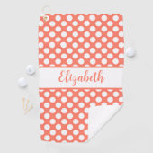 Fun Orange polka dots custom name ladies ゴルフタオル (インサイチュ)