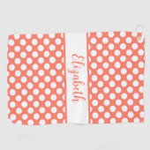 Fun Orange polka dots custom name ladies ゴルフタオル (横)