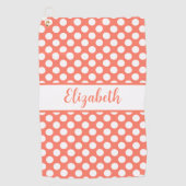 Fun Orange polka dots custom name ladies ゴルフタオル (正面)