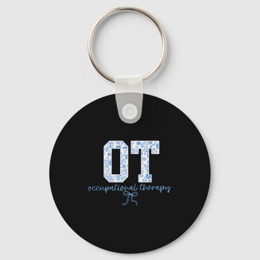 Fun Ot Occupational Therapy Blue Coquette Bow Ot T キーホルダー (正面)