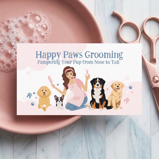Fun Pampered Pet Dog Groomer Professional Stylist 名刺