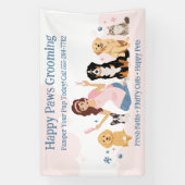 Fun Pampered Pet Dog Groomer Professional Stylist 横断幕 (縦)