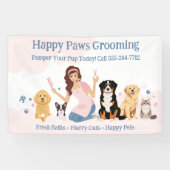 Fun Pampered Pet Dog Groomer Professional Stylist 横断幕 (横)