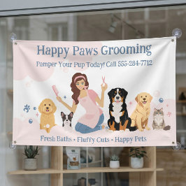 Fun Pampered Pet Dog Groomer Professional Stylist 横断幕