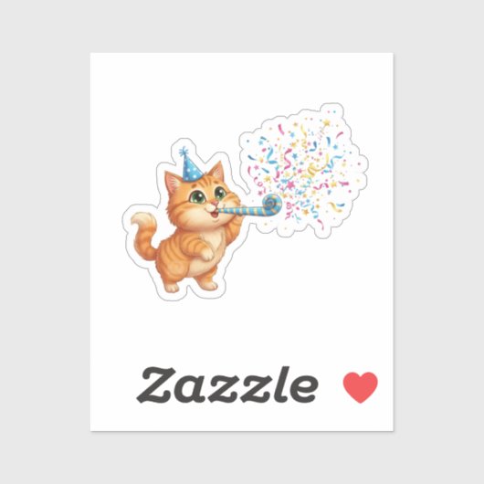 Fun Party Horn Cat Confetti Explosion New Year シール (シート)