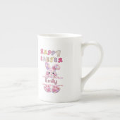 Fun Pastel Color Easter Bunny Personalize Name ボーンチャイナマグカップ (右)