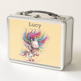 Fun Peach Unicorn Child's Lunch Box メタルランチボックス