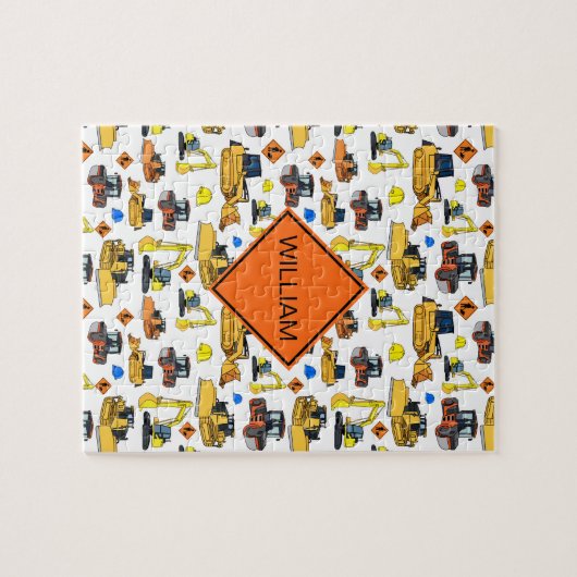 Fun Personalized Construction Vehicles Pattern ジグソーパズル (横)