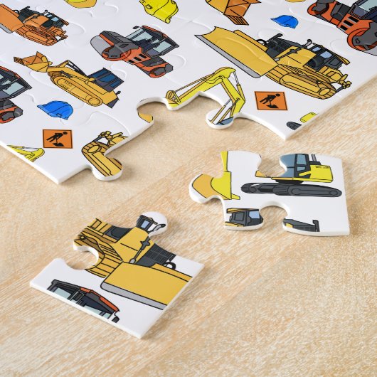 Fun Personalized Construction Vehicles Pattern ジグソーパズル (側面)