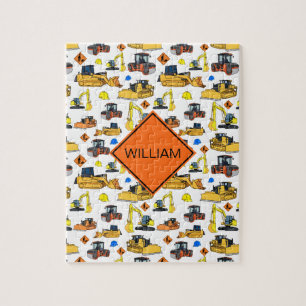 Fun Personalized Construction Vehicles Pattern ジグソーパズル