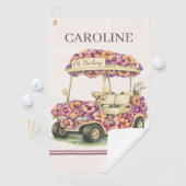Fun Personalized Golf Towel for Her | Pink Floral ゴルフタオル (インサイチュ)