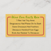 Fun Personalized Kids Dinosaur Theme  コーリングカード (裏面)