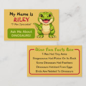 Fun Personalized Kids Dinosaur Theme  コーリングカード (正面/裏面)