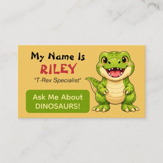 Fun Personalized Kids Dinosaur Theme  コーリングカード (正面)