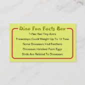 Fun Personalized Kids Dinosaur Theme  コーリングカード (裏面)