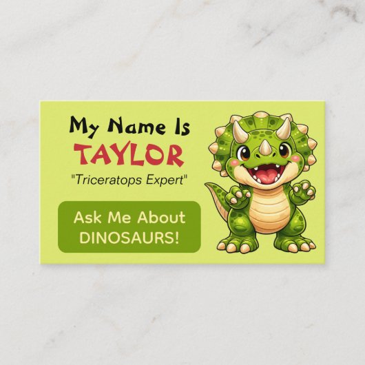 Fun Personalized Kids Dinosaur Theme  コーリングカード (正面)