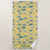 Fun Personalized Name Dinosaur Pattern ビーチタオル (正面)