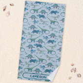 Fun Personalized Name Dinosaur Pattern ビーチタオル