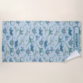 Fun Personalized Name Dinosaur Pattern ビーチタオル (正面)