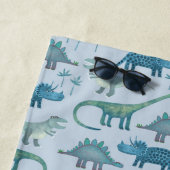 Fun Personalized Name Dinosaur Pattern ビーチタオル (インサイチュ)