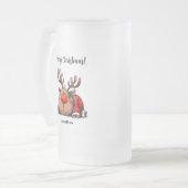 Fun Personalized Reindeer Merry Christmas フロストグラスビールジョッキ (正面左)